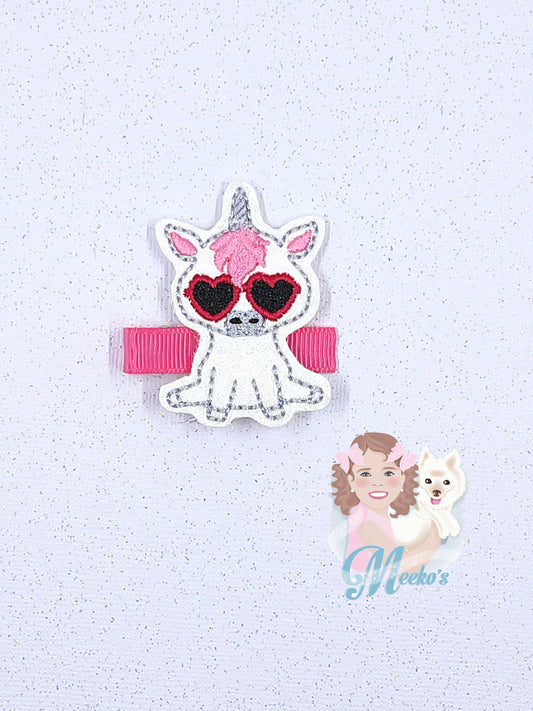 Unicorn hair clip, Valentines hair clip, birthday outfit accessories, valentines gifts for little girls, hair clip for toddler girls