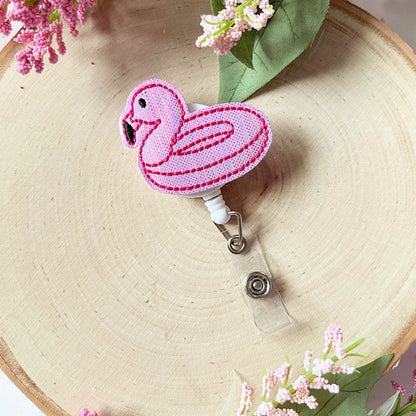 Flamingo Pool Float badge reel, nurse gifts for women, Flamingo gifts for her, retractable teacher, gift for flamingo lovers, summer badge