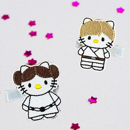 Jedi Pigtail Hair Clip Set, Cute Hair Clips, Pigtail Bows, Baby Girl Hair Clips, Toddler Hair Clips, Girls Hair Clips, HK Stormtrooper Set