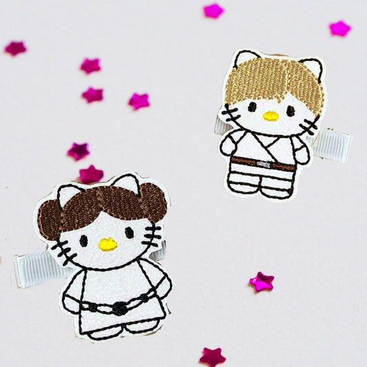 Jedi Pigtail Hair Clip Set, Cute Hair Clips, Pigtail Bows, Baby Girl Hair Clips, Toddler Hair Clips, Girls Hair Clips, HK Stormtrooper Set