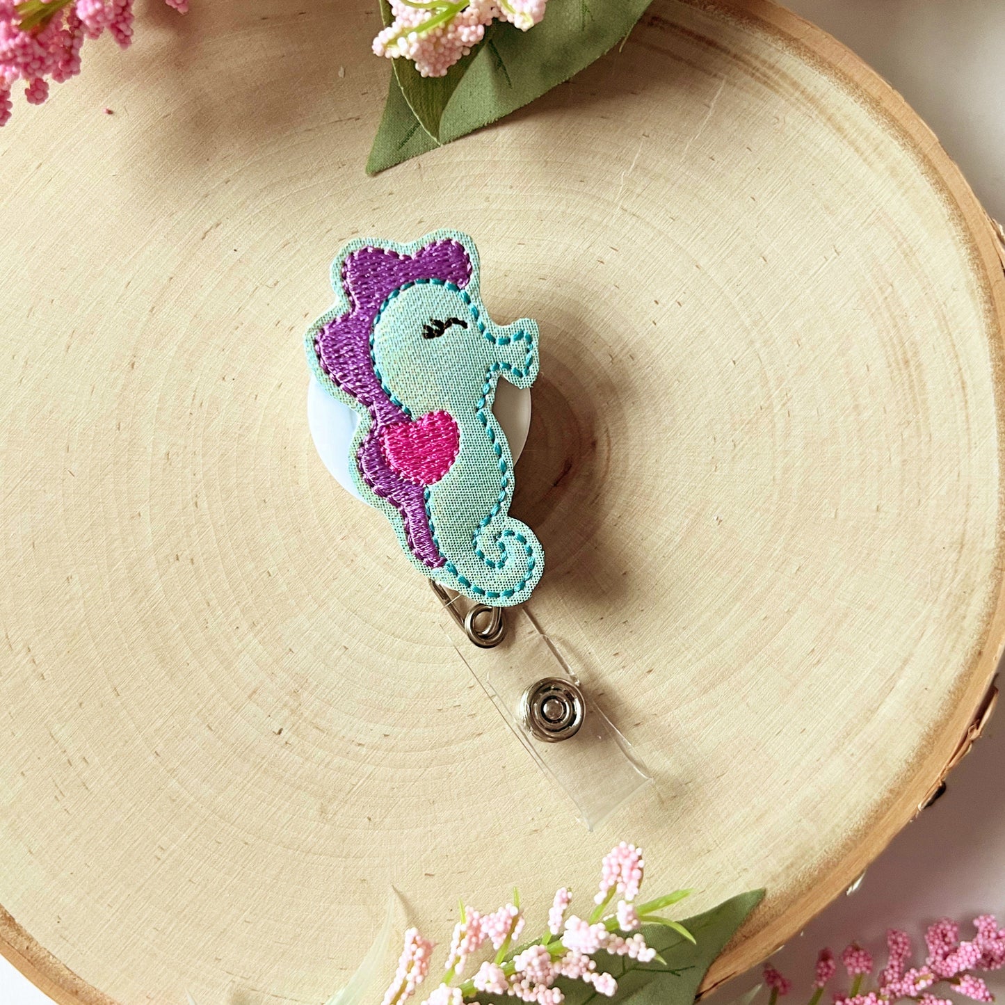 Seahorse badge reel, nurse gifts for women, seahorse gifts for her, retractable teacher, gift for seahorse lovers, under the sea badge