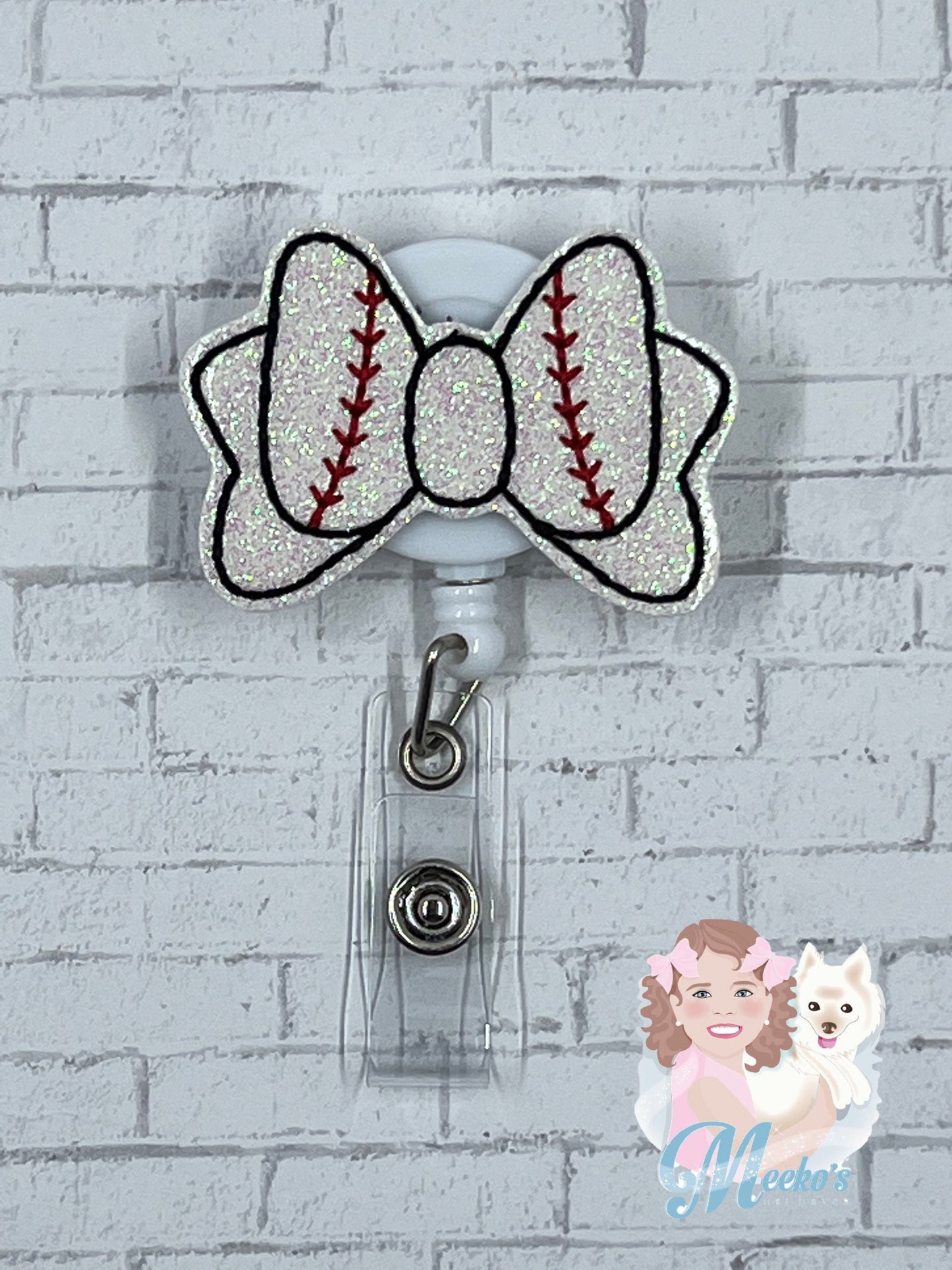 Baseball Bow Badge Reel