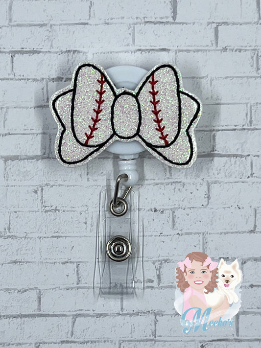 Baseball Bow Badge Reel