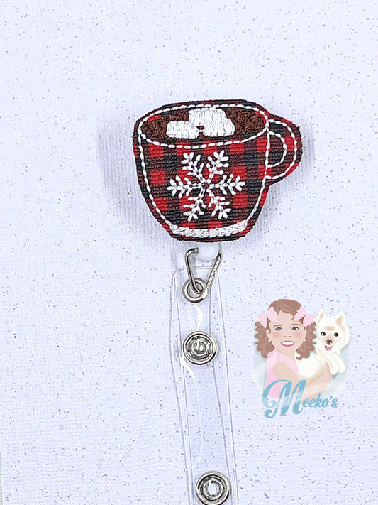 hot chocolate badge reel nurse gifts for women, cute badge clip retractable ID badge lanyard for work, barista gifts, Christmas gifts for