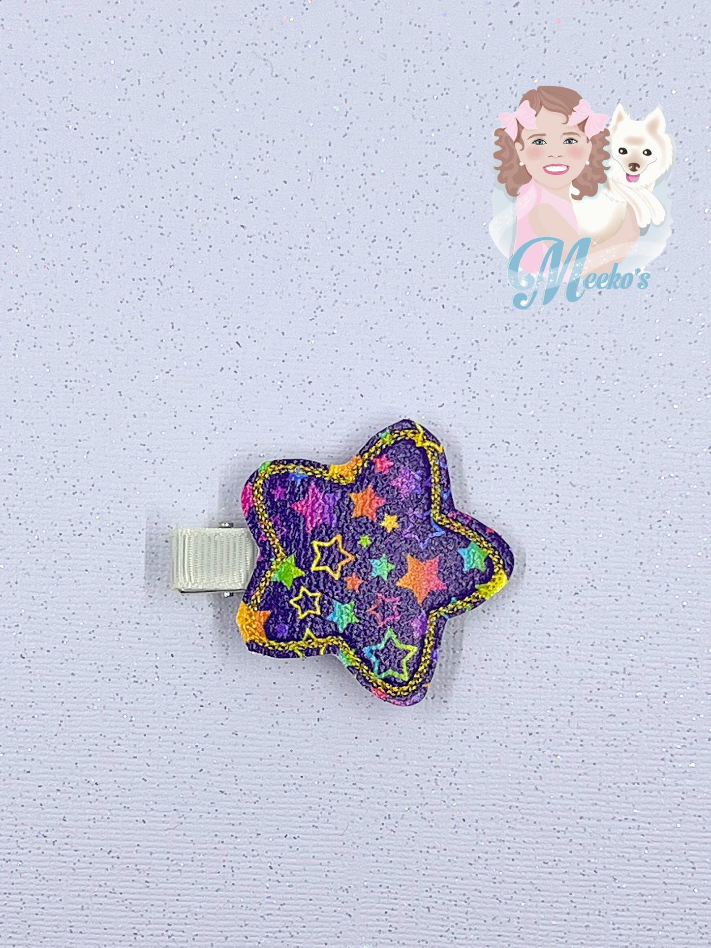 rainbow star hair clips for kids, cute star hair accessories for girls, neon stars pigtail clips, 90s inspired birthday outfit accessories