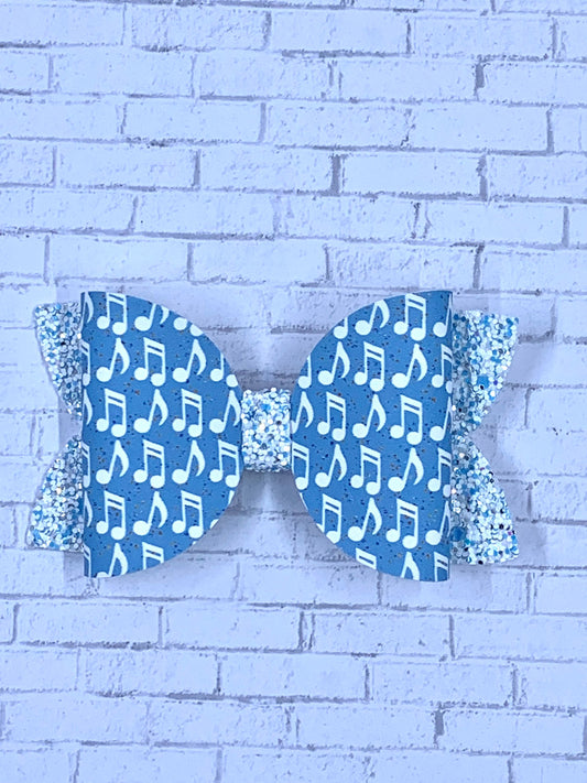 Music Notes Hair Bow - 4"