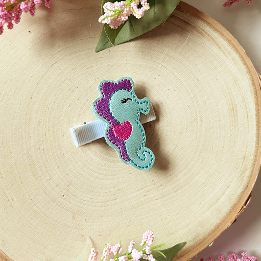 Seahorse Hair Clips for toddlers, Seahorse Hair accessories for girls, Pigtail Bows, Baby Girl Hair Clip, Girls clips for hair, under sea
