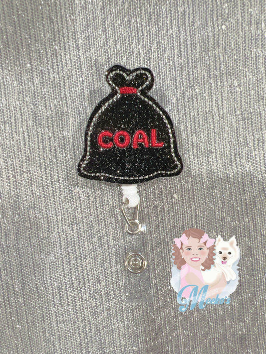 Christmas coal Christmas badge reel Christmas gifts for nurses, stocking stuffers for coworkers, holiday badge clip retractable ID badge