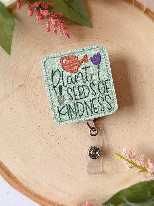 plant seeds of kindness inspirational badge reel retractable ID badge lanyard for teachers, gardener gifts for women, registered nurse badge