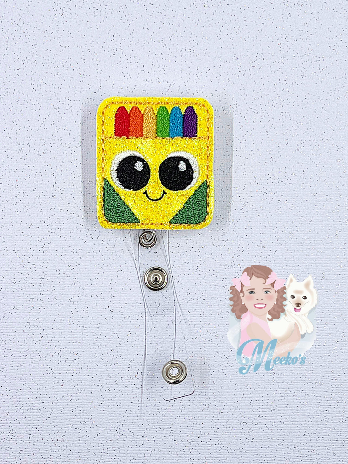 crayon box badge reel Christmas gifts for preschool teachers, stocking stuffers for teachers, kawaii badge holder retractable badge clip