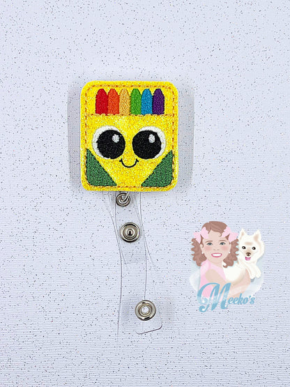 crayon box badge reel Christmas gifts for preschool teachers, stocking stuffers for teachers, kawaii badge holder retractable badge clip