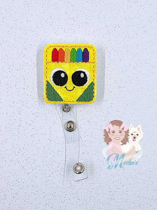 crayon box badge reel Christmas gifts for preschool teachers, stocking stuffers for teachers, kawaii badge holder retractable badge clip