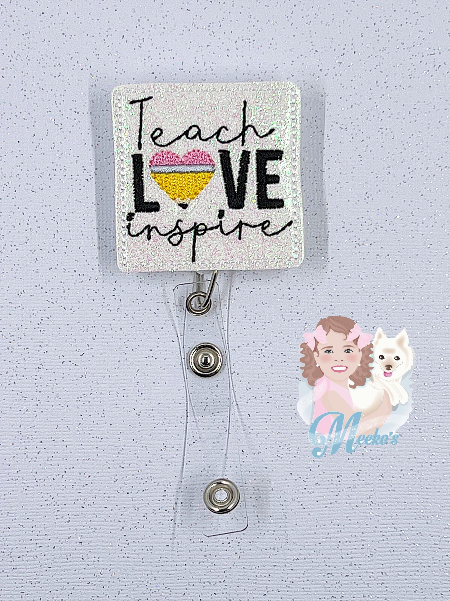 teach love inspire badge reel cute gifts for preschool teachers,  ID badge holder retractable badge