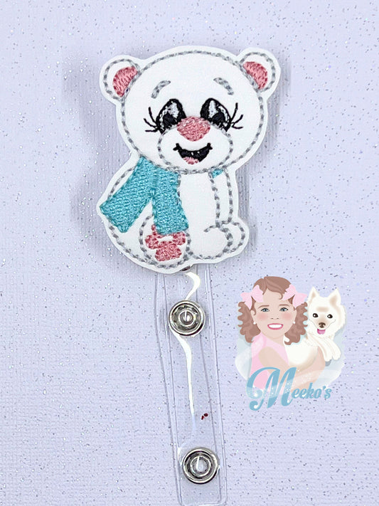 polar bear badge reel Christmas gifts for principals, secret Santa gift for women, winter badge clips for nurses, stocking stuffers for