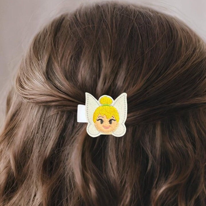 Tink Hair Clips, fairy Hair accessories for girls, Pigtail Bows, Baby Girl Hair Clip, gift for girls, pixie dust hair bow