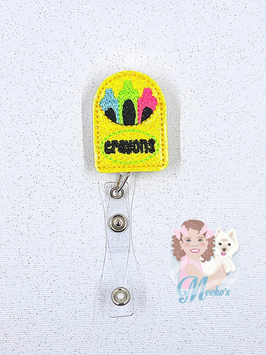 Crayon badge Reel, back to school badge, cute badge clips, Nurse Badge Clip, Teacher Badge, Crayon badge holder, Badge Buddy