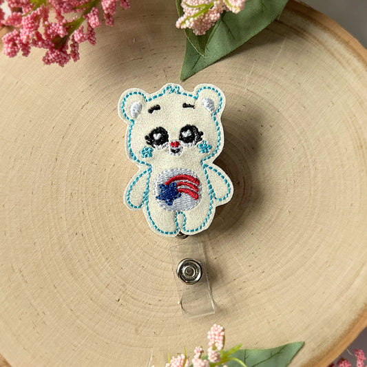 Patriotic Bear badge reel nurse gifts for women, cute gifts for her, retractable teacher, character Badge, badge topper, animal ID reel