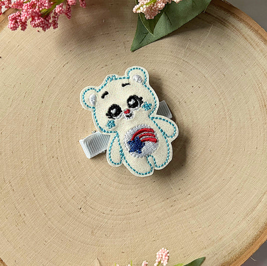 Patriotic Bear Hair Clip, Cute Hair Clip, Pigtail Bows, Baby Girl Hair Clip, Toddler Hair Clip, Girls Hair Clip, Newborn Bows, Care