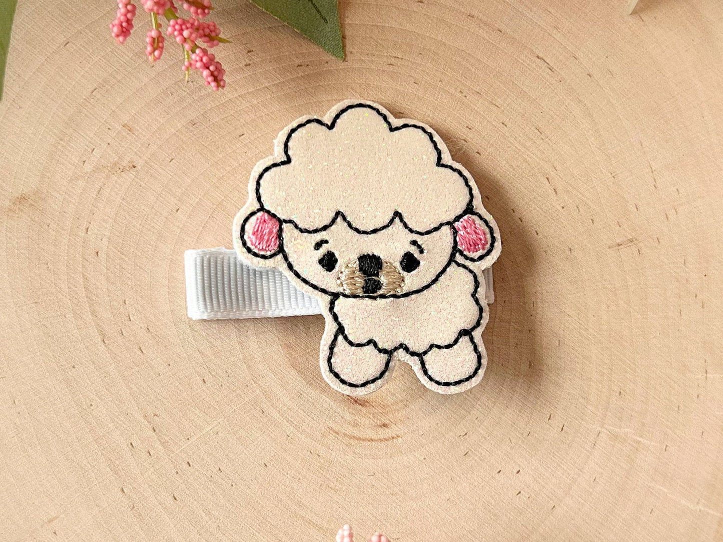 Lamb Hair Clip, Animal Hair Clip, Farm Hair, Baby Lamb Gift, Feltie Hair Clip, Baby Girl Hair Clip, Toddler Hair Clip, Girls Hair Clip