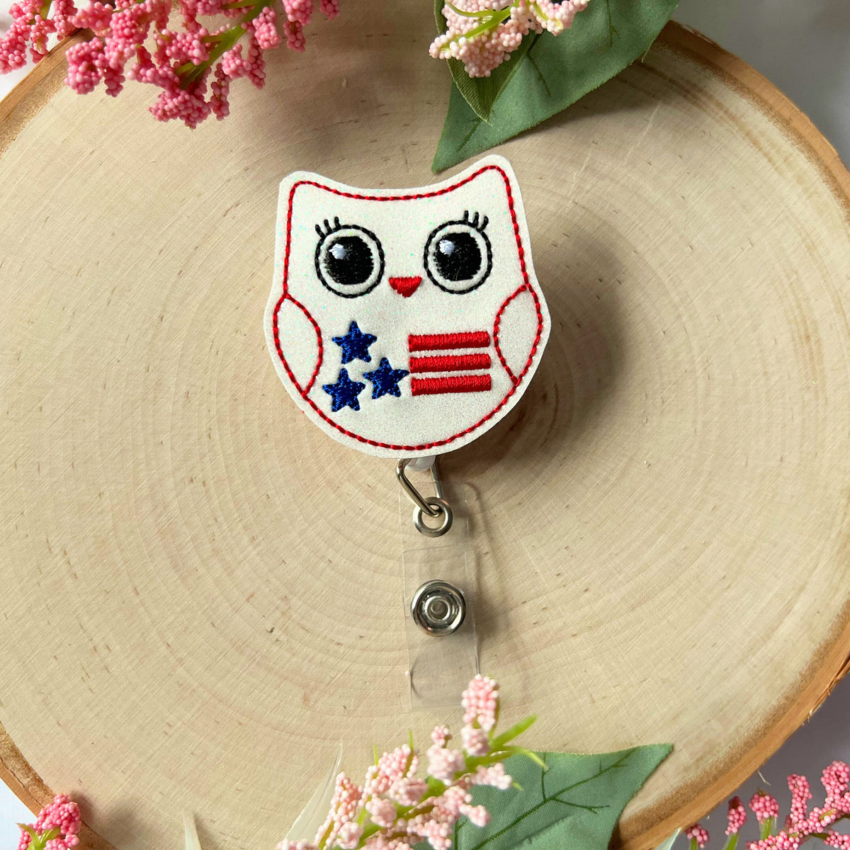 Patriotic Owl Badge Reel, owl gifts, pediatric Badge, funny Badge, nurse Badge Reel, medical Badge Reel, Gift for Nurse, Owl ID holder