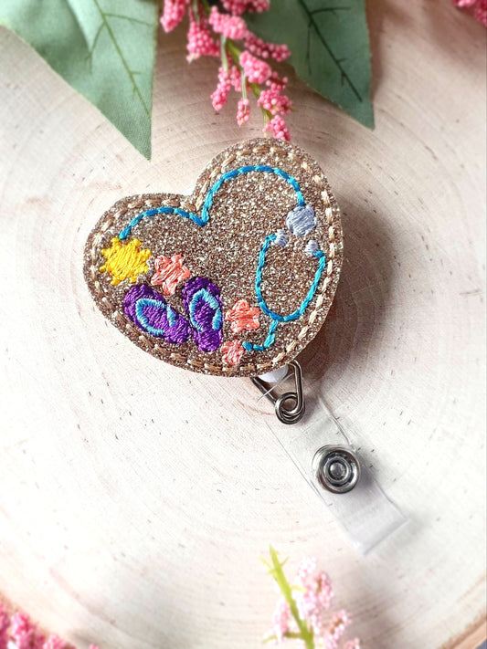 Summer Stethoscope Badge Reel, Pediatric Badge Reel, Cute Badge, nurse Badge Reel, Medical Badge Reel, Gift for Nurse, PA Badge Reel