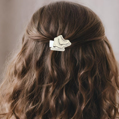 Ice skates hair clips for girls, skating hair accessories for little girls, Easter basket stuffers for toddler girls, baby girl coming