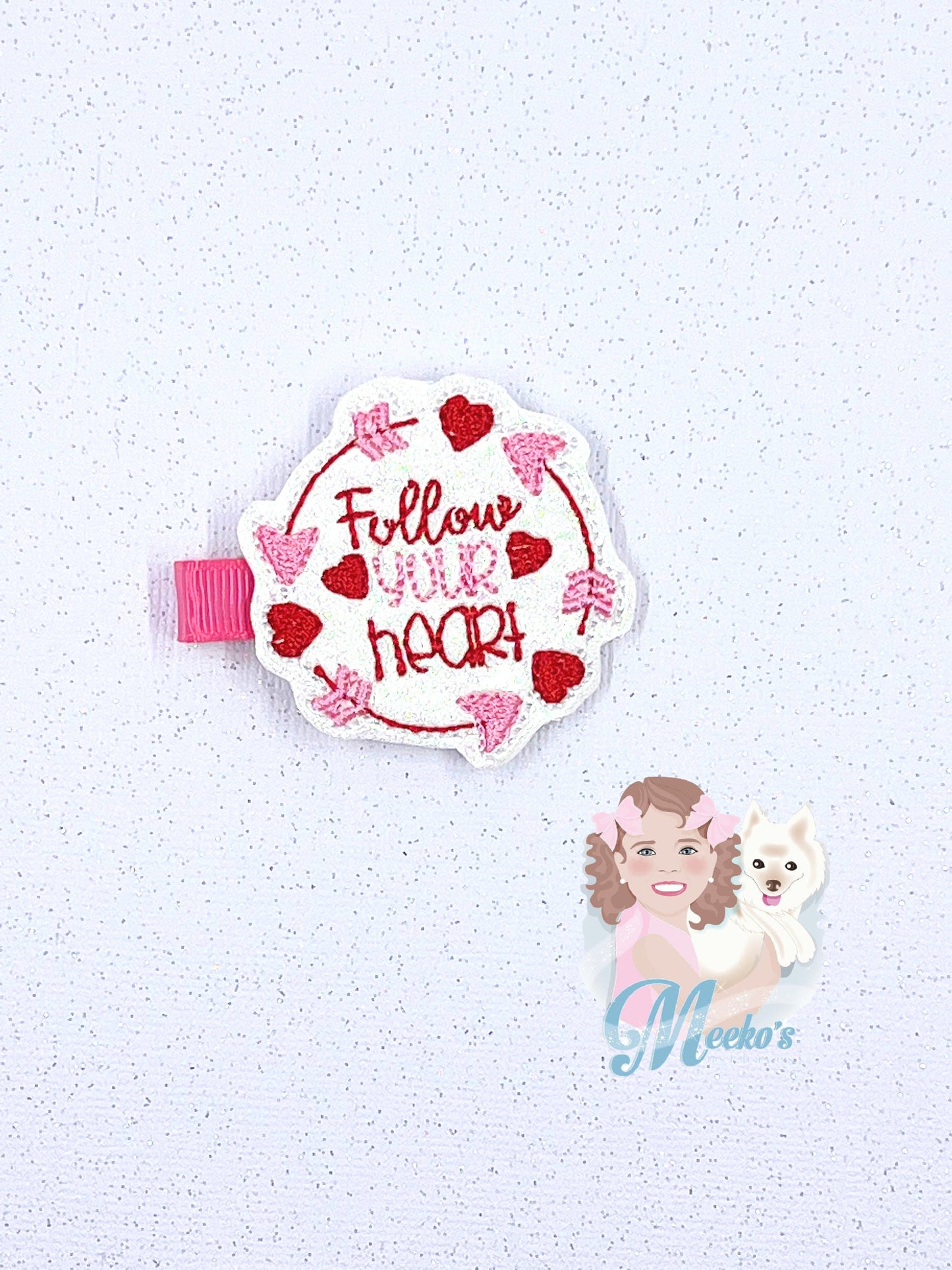 Follow Your Heart hair clip, Valentine hair clip, birthday outfit accessories, valentines gift for little girls, hair clip for toddler girls