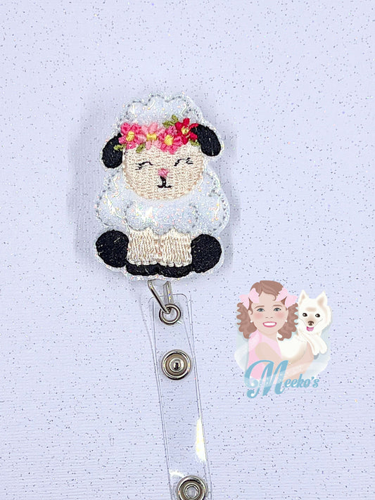 Spring Lamb Badge Reel, Lamb id reel, nurse Badge Clip, Teacher Badge, Badge Buddy, Lamb Badge Topper, Easter Badge Reel