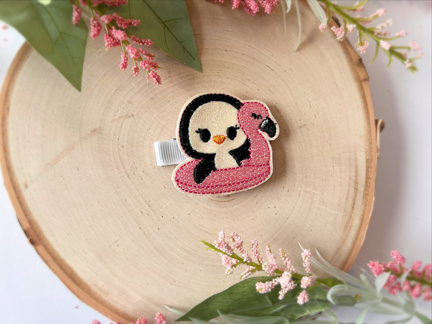 Summer Penguin, Summer Hair Clip, Summer Hair Bow, Feltie Hair Clip, Baby Girl Hair Clip, Toddler Hair Clip, Girls Hair Clip, Pool Hair Clip